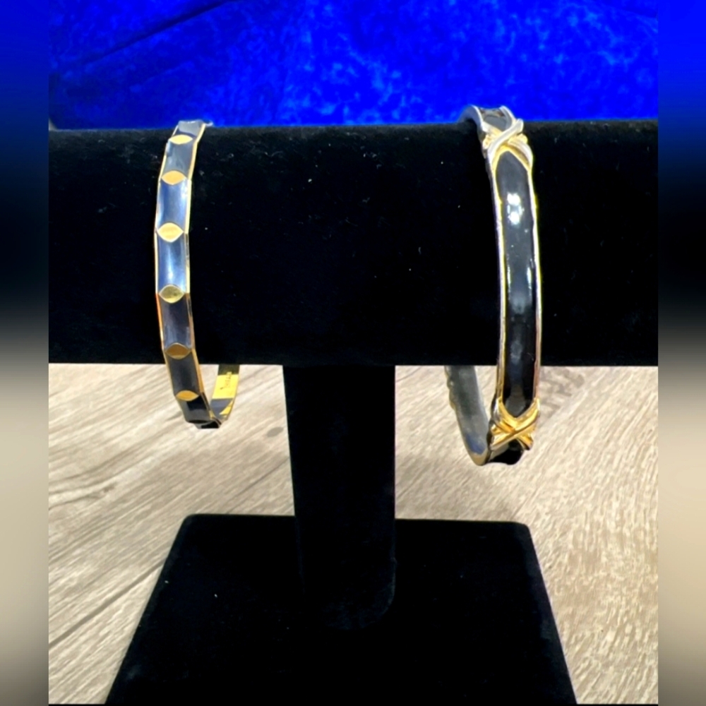 Two Vintage Trifari Bangle Bracelets Signed